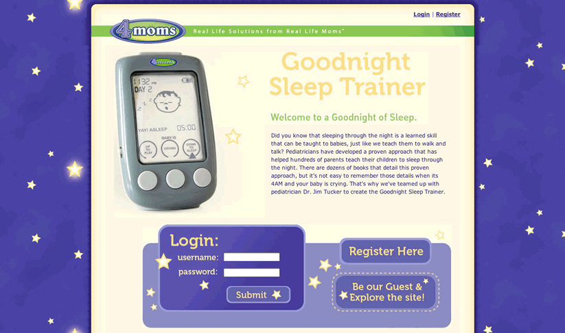 Good Night Sleep Trainer App Home Page Screenshot